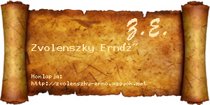 Zvolenszky Ernő névjegykártya