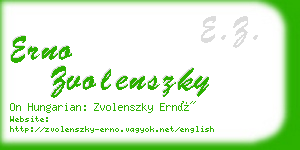 erno zvolenszky business card